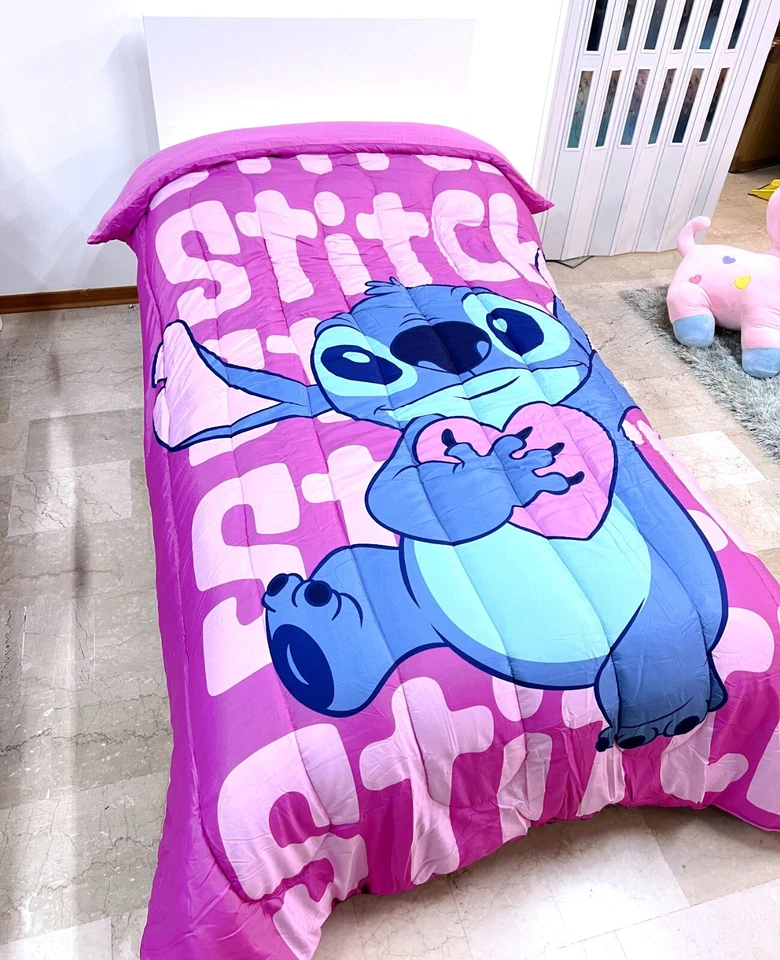 Disney Stitch Rose Duvet Matelassé 170x260cm Lit Simple Couette Hivernale - Photo 2/2