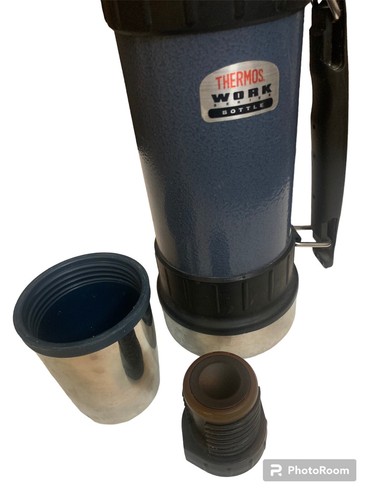 Thermax 40 Ounce Thermos Work Series Maximum Insulation Gun Metal Blue Bottle - Picture 5 of 5