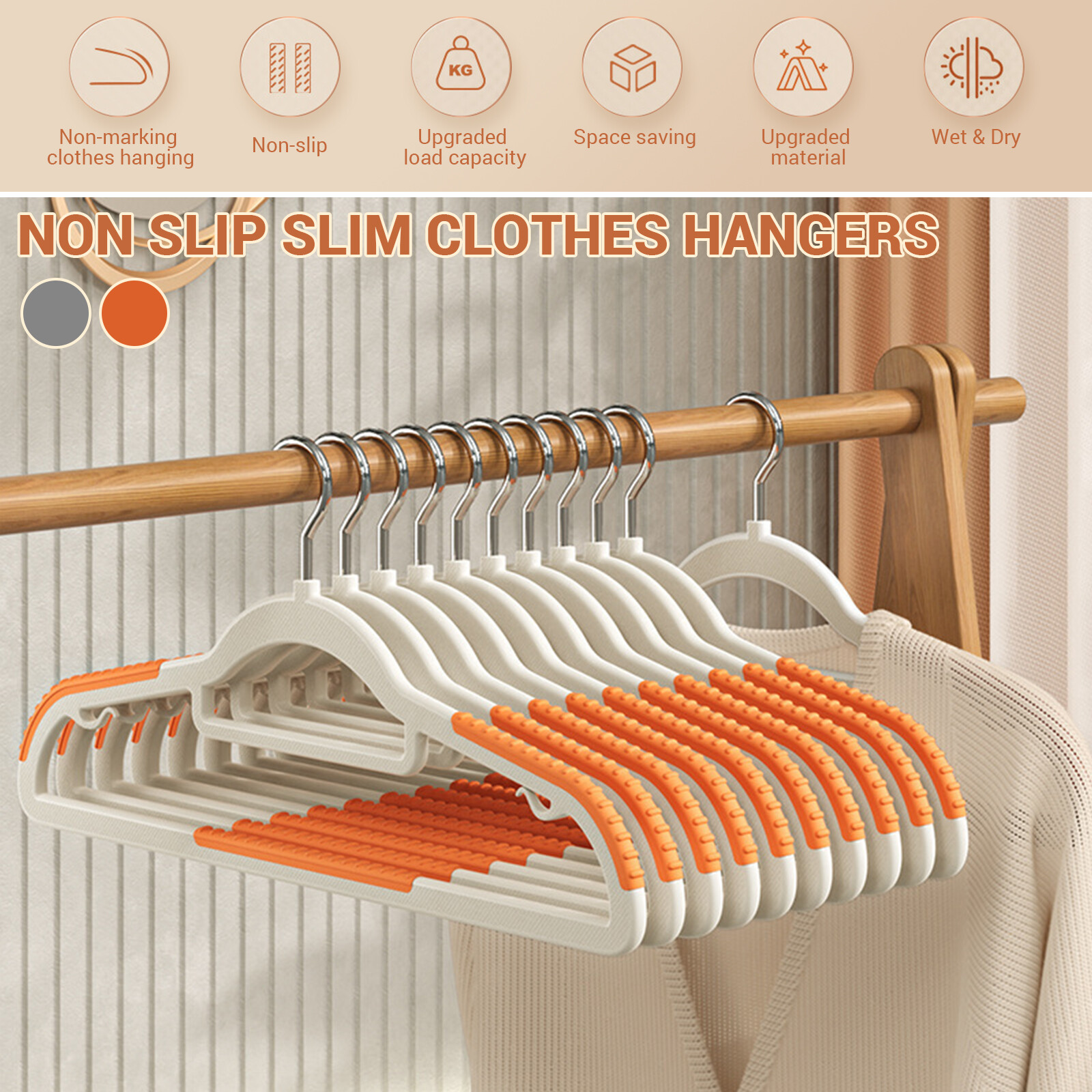 50Pcs Non-Slip Slim Plastic Multi-Purpose Clothes Hangers