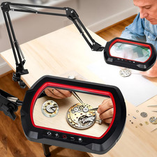 12X 30X Square Magnifying Glass with Light and Clamp