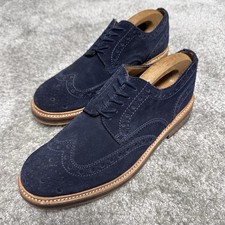 Grenson Archie Oxford Brogues Size 9 EU 43 Navy Blue Suede Leather Mens Shoes
