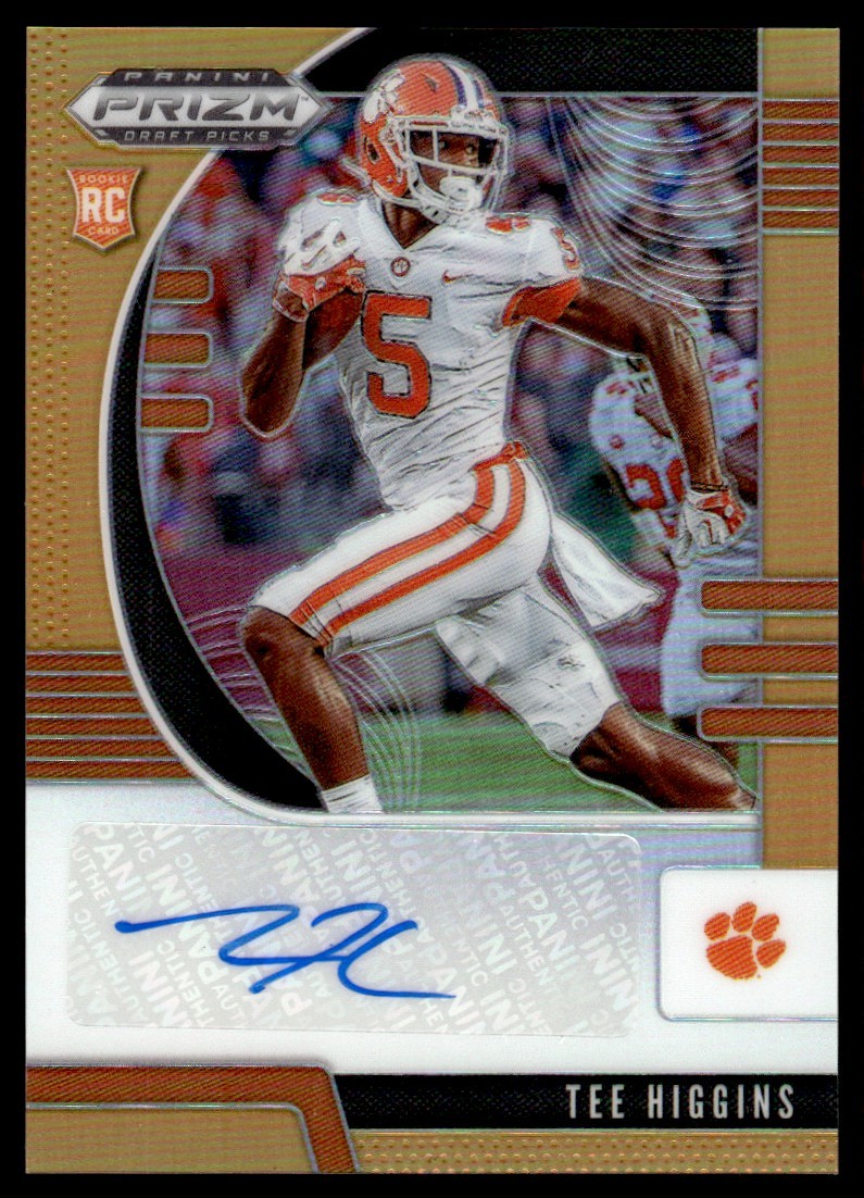 2020 Panini Prizm Draft Picks Prizms Neon Orange Tee Higgins Rookie Auto 091/149