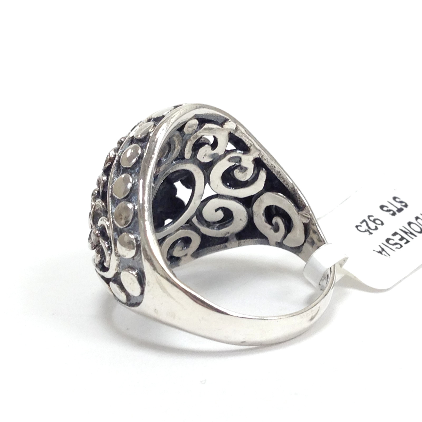 Unsigned 925 Sterling Silver Handmade Floral Dome… - image 10