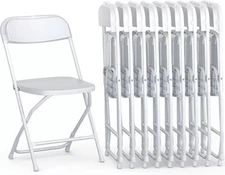 4 or 10 Pack Folding Plastic Chairs for Weddings, Parties & Home Events
