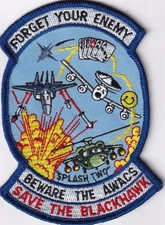 Save the Blackhawk Beware the AWACS US Army Aviation patch dark humor Iraq Provi