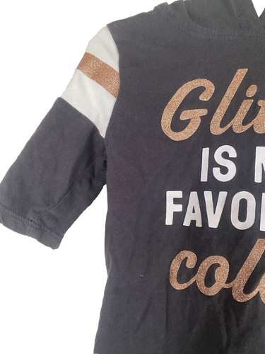OshKosh B'Gosh Girl's Gray Glitter 100% Cotton 3/4 Long Sleeve Shirt -Size 3 T - Picture 2 of 5