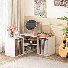 2 PCS Adjustable TV Stands w/ Storage Cubes for TVs up to 55 Inches Cabinets