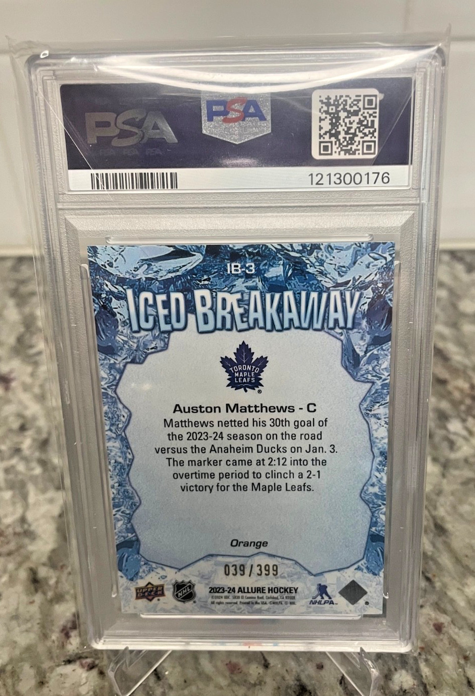 2023-24 Upper Deck Allure - Iced Breakaway Auston Matthews #IB-3 Orange /399 NHL view 3