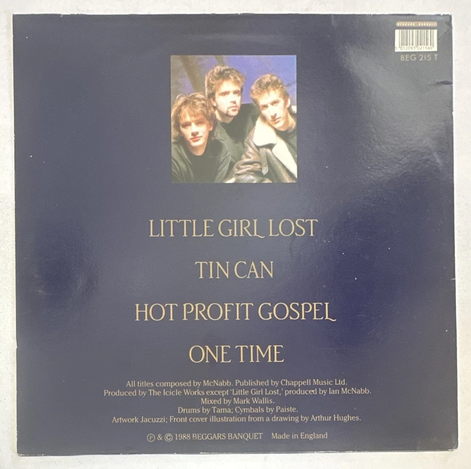 THE ICICLE WORKS - LITTLE GIRL LOST - 12" VINYL RECORD 4 TRACKS EX / EX - Image 3 of 4