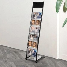 Literature Stand Brochure Floor Rack Magazine Catalog Display Holder 6 Shelves