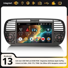 4GB+64GB Android 14 DAB+ Autoradio Navi CarPlay 8-Kern Wifi DSP BT Fiat 500 500E