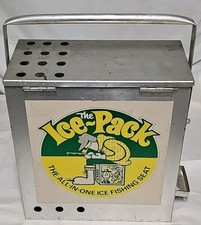 Vintage Ice Gear Fishing Carrier Aluminum RARE Seat Holds Heater/Lantern Tackel 