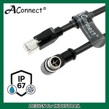 M12 8 Pin X-Code Right Angle to RJ45 Ethernet Cable for Cognex Industrial Camera