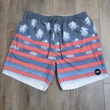 ONeill Swim Suit Mens Size XL Red White Blue Stripe Board Shorts Trunks 4th July
