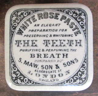Nice TOOTHPASTE potlid pot lid & base MAW SON & SONS THE TEETH WHITE ROSE PASTE