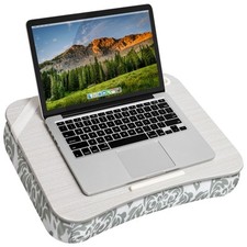 Large Gray Damask Lap Desk With Cushion Phone Slot And Carry Handle