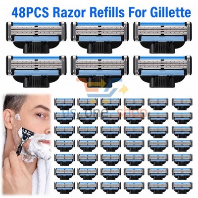 48PCS MACH 3 Men's Razor Blades Refill Replacement Comfortable Shave Trimmer US