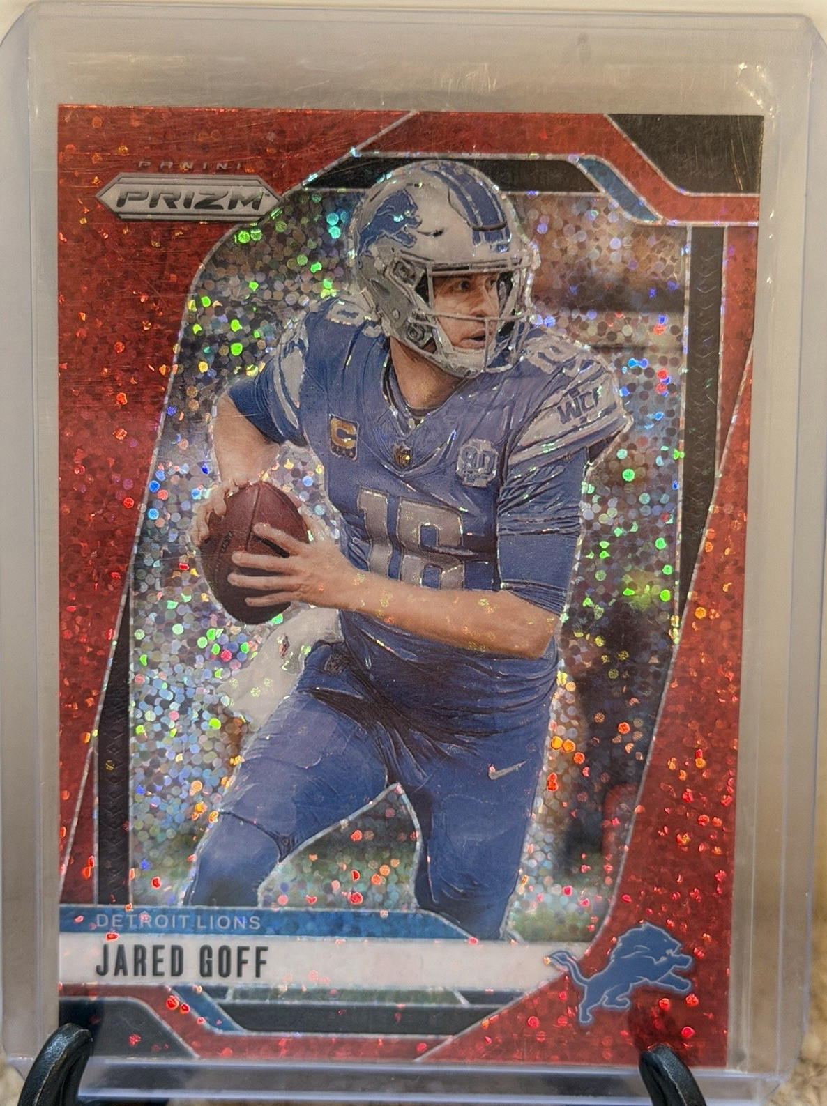 2024 Panini Prizm Jared Goff Red Sparkle Prizm #92 Detroit Lions Football