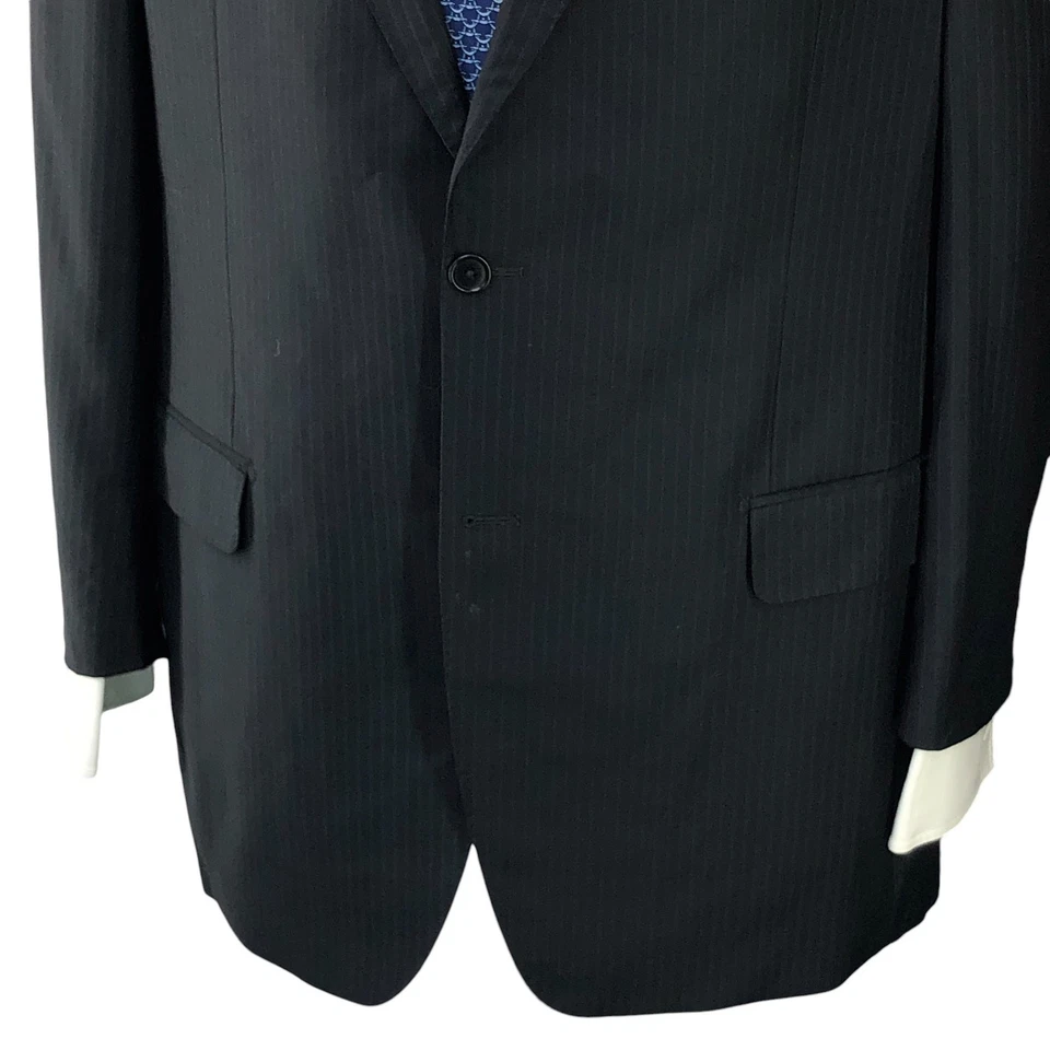 Lubiam LBM 1911 Mens Size 44L Suit Drop 5 Black Pinstripe Reda Wool *TINY FLAW - Image 4 of 4
