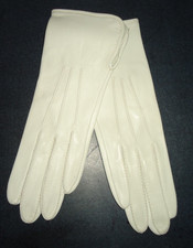 Vtg Women's Three-Point White Very Soft Leather Gloves Size-6