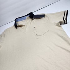 Tommy Hilfiger Mens Polo Striped Sleeves  Collar Beige Adult Small S New Golf
