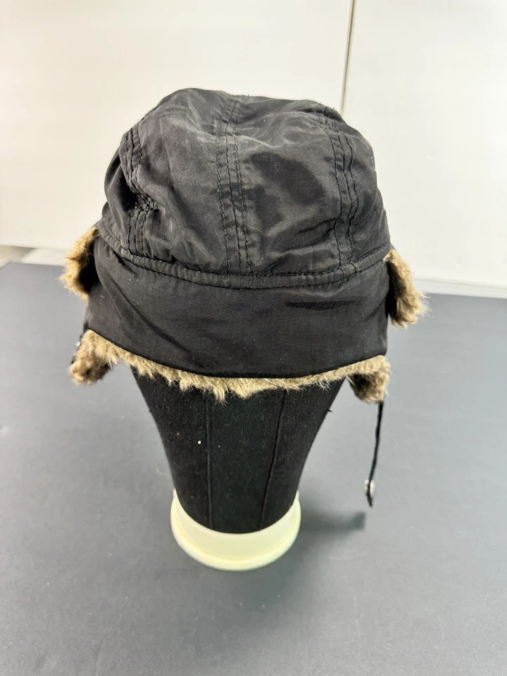 H&M Youth Trapper Hat Black Cap One Size 1.5-4Y Fur Inside Chin Strap Fleece - Image 4 of 4