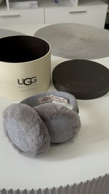 UGG Australia Gray Fur Knit Solid Earmuffs One Size Women Winter Casual