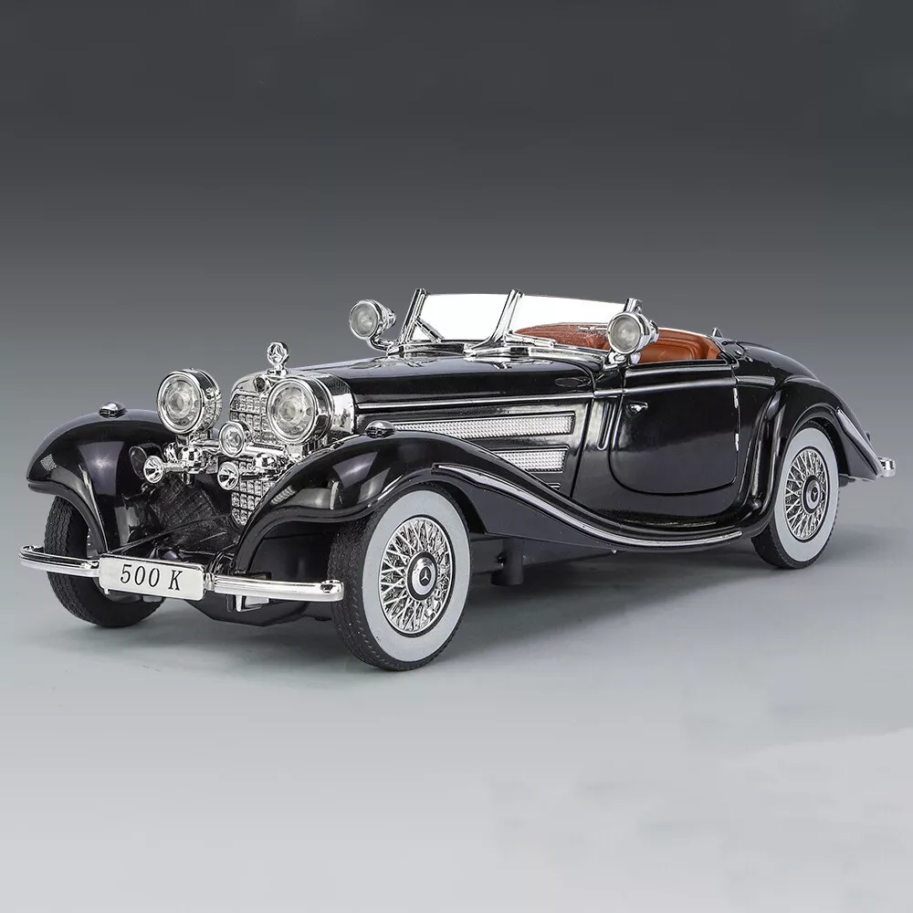1:24 Diecast Model Car Toy Mercedes-Benz 500K Vintage Collectible Kids，black