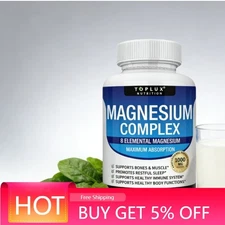 Magnesium Complex Supplement – 1000mg 8-Element Magnesium, 90 Capsules，1 pack