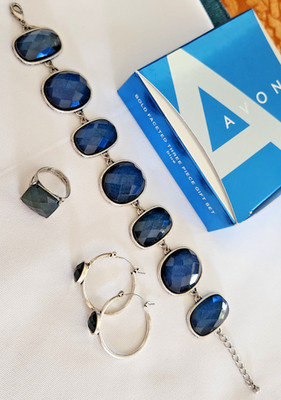 2009 Avon Bold Faceted Three Piece Gift Set Blue