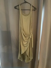 SHEIN Sleeveless Draped High-Low Midi T shirt Dress in Olive Green Sz Large