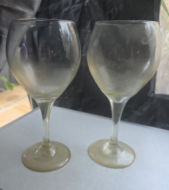 Vintage Wine Glasses Clear Crystal Set Of 2