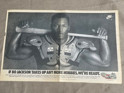 If Bo Jackson Takes Up Anymore Hobbies We're Ready Nike Magazine 2 page Ad 1990