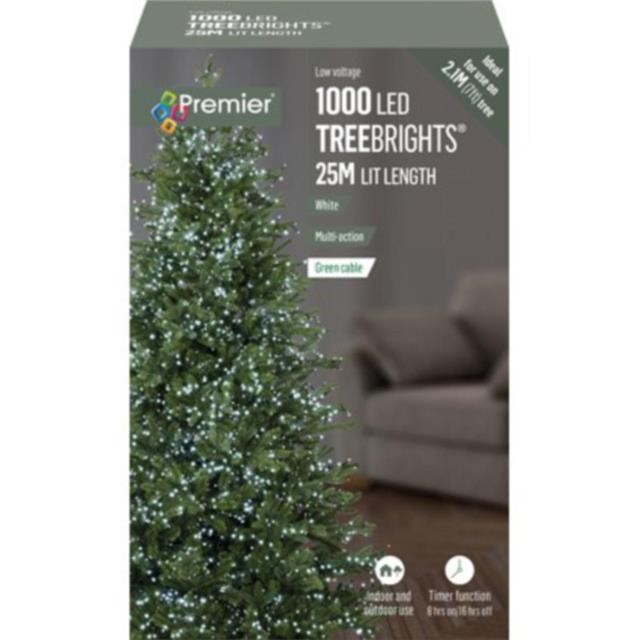 1000 LED Christmas TREE Brights Timer Lights Multi Action by Premier - White - Image 5