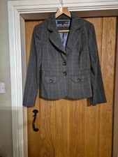 Next Petite Womens Grey Two-Button Blazer Jacket Size 10 Smart Office Formal