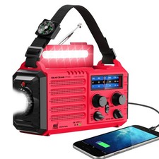 Emergency Weather Radio Solar Hand Crank Battery Operated Portable AM FM Shor...