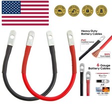 6 AWG Battery Cable 6AWG 12-Inch Battery Inverter Cables Set All Copper Condu...