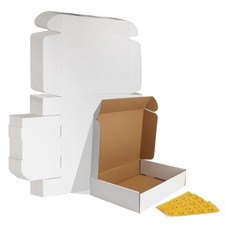 13x10x3 inches Shipping Boxes Set of 25 White Corrugated Cardboard Box Litera...