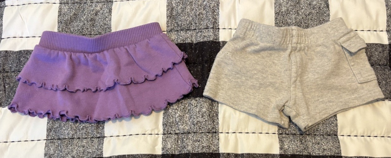 Baby Girls Garanimals Preemie Purple Skirt & Grey Shorts With Pocket For Summer