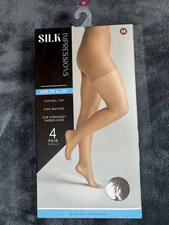 Silk Impressions 4-pk Pantyhose coffee bean all day sheer control top 20 den (M)