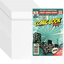 VOKOY 100 Pack Resealable Current Size Comic Book Bags, Crystal Clear Self Seali