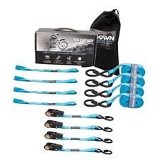 1 inch x 15 ft Ratchet Strap, 4-Pack Kit - 1823 lbs. Breaking Load Limit Blue