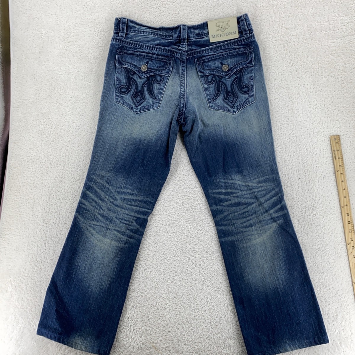 MEK DNM Jeans Bray Straight Distressed Button Fly Embroidered