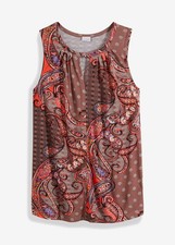 Modisches Top mit tollem Druck Gr. 48/50 Braun Paisley Damentop Shirt Bluse Neu