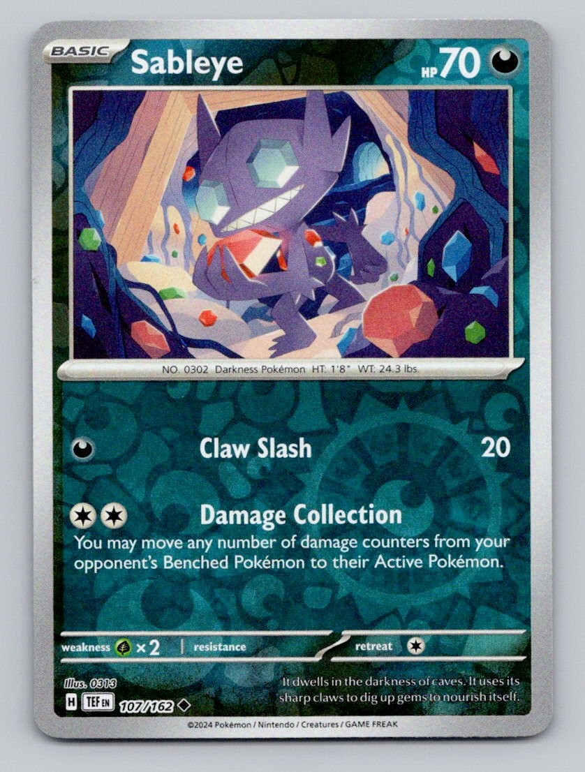 Sableye 107/162 Uncommon Temporal Forces Pokemon Reverse Holo Near Mint