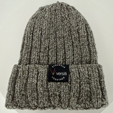Versiti Beanie Green/Gray Chunky Knit Winter Hat Unisex Skiing Outdoor Ribbed
