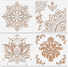 MWOOT 4 Pieces Mandala Drawing Stencils for Wall Painting Supply,Reusable Large
