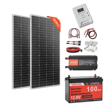 VEVOR 400W 12V Complete Solar Power Kit Solar Panels Battery Controller Inverter