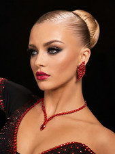 Crystals Lt.Siam Glass Ballroom Dance Dress Jewelry Set Necklace, Earrings.
