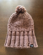 The North Face Solid Brown-Purple Beanie Hat with Pom-Pom, One Size, Fall/Winter